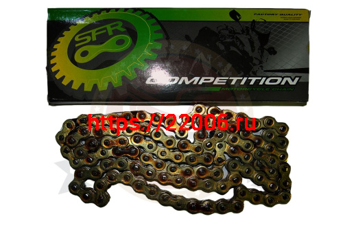 Цепь (520) SFR -108 зв. тюнинг в инд. упак. (коробка), 520-108 L, цвет ЗОЛОТО (Falcon, Fighter) (Н)