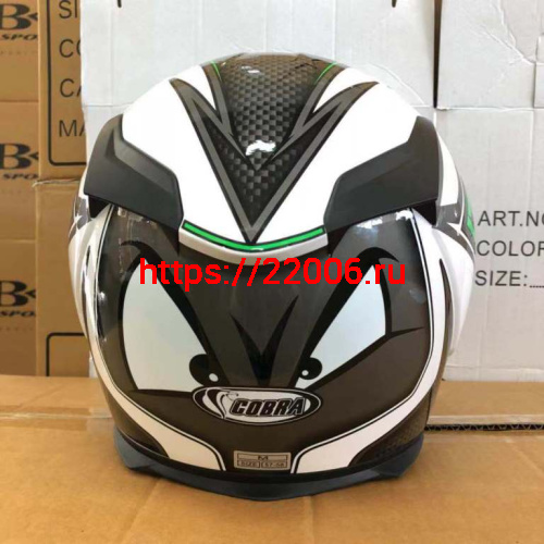 Шлем интеграл COBRA JK311, белый с черным и зеленым(9), размеры XL фото 3 Шлем интеграл COBRA JK311, белый с черным и зеленым(9), размеры XL фото 3