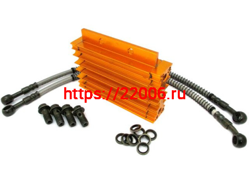 Радиатор масляный золотой с монтажным комплектом и шланги CNC Радиатор масляный золотой с монтажным комплектом и шланги CNC