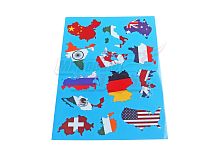 Наклейки: флаги в виде материков MV22A4C002 (13 элементов)(21х30)