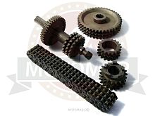 Набор №3 Буран СТАНДАРТ (вал нов. обр.) звезд Зх рядных + цепь 98 звен. Z19, Z43 В УПАКОВКЕ (КУ)